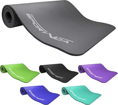 Килимок для йоги SportVida з нековзким покриттям - NBR, 180 x 60 x 1 см, для дому, з ручкою для перенесення, фітнес, 6 кольорів
