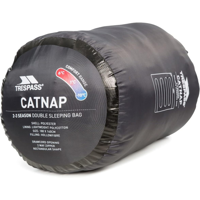 Сплячий мішок Trespass Catnap для дорослих, 3 сезони, водонепроникний (граніт)