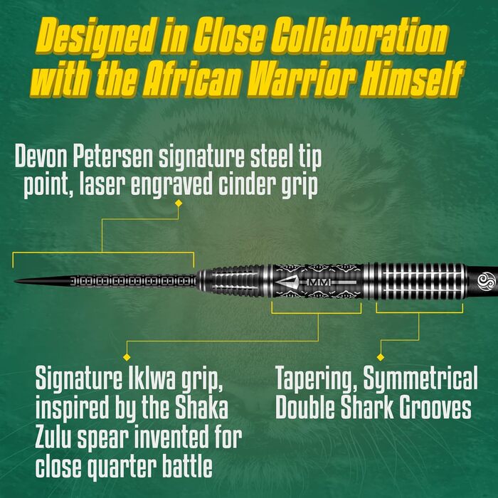 Дротики Shot Steel Devon Petersen Courage African Warrior 90% вольфраму, стальні, набір з Нової Зеландії