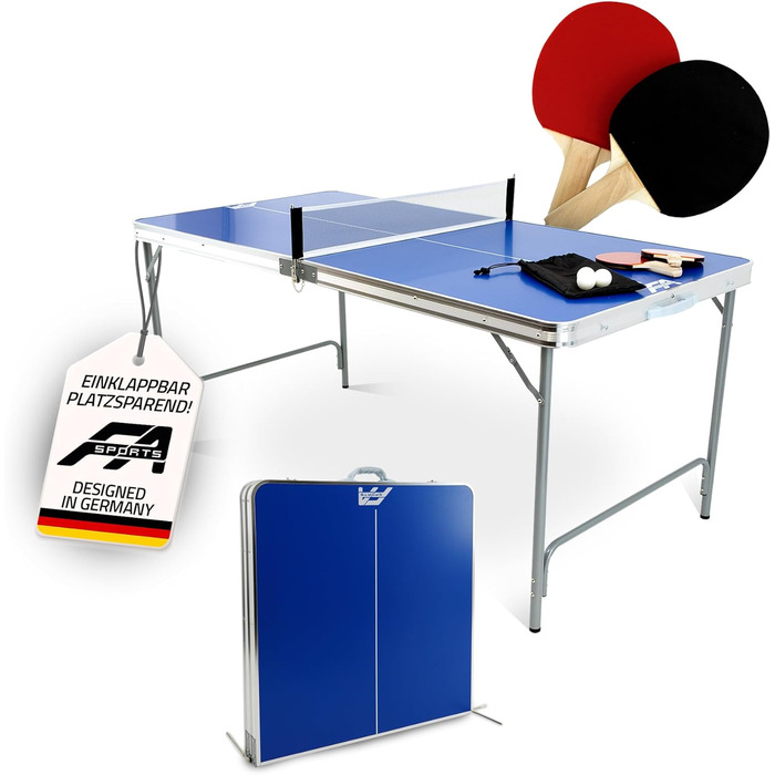 Стіл для пінг-понгу складний Fabula для дітей та підлітків, Indoor & Outdoor, розмір midi, 165x84x72 см, FASports з сіткою, ракетками, м'ячем