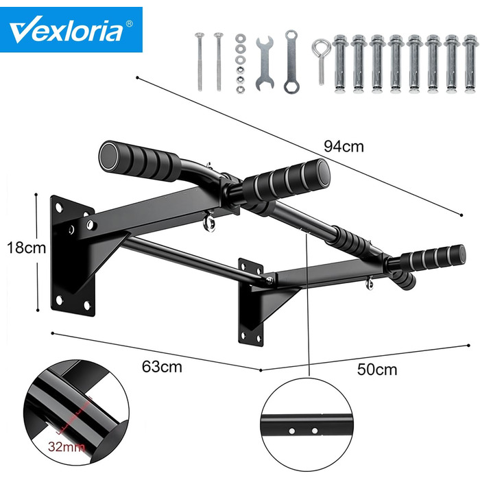 Кімнатна турнік Vexloria 4-в-1 з нержавіючої сталі для TRX, боксу та пресу