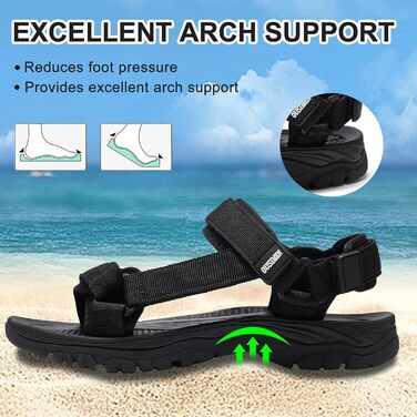 Чоловічі трекінгові сандалі SYKT для туризму та відпочинку на природі (чорні, 43 EU)