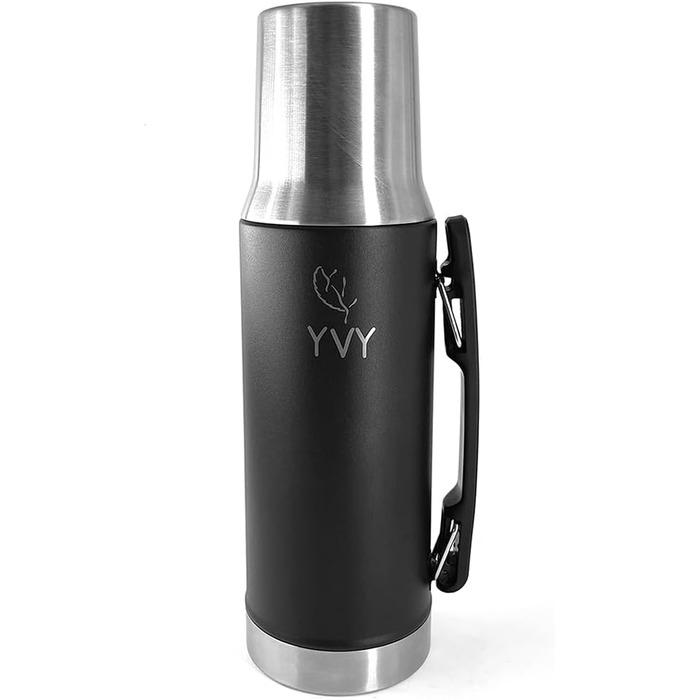Термос YVY Mate Tempera 1 л з нержавіючої сталі, BPA-free, з калабасою 240 мл, тримає тепло 24 год і холод 30 год, з точним носиком, 5 років гарантії