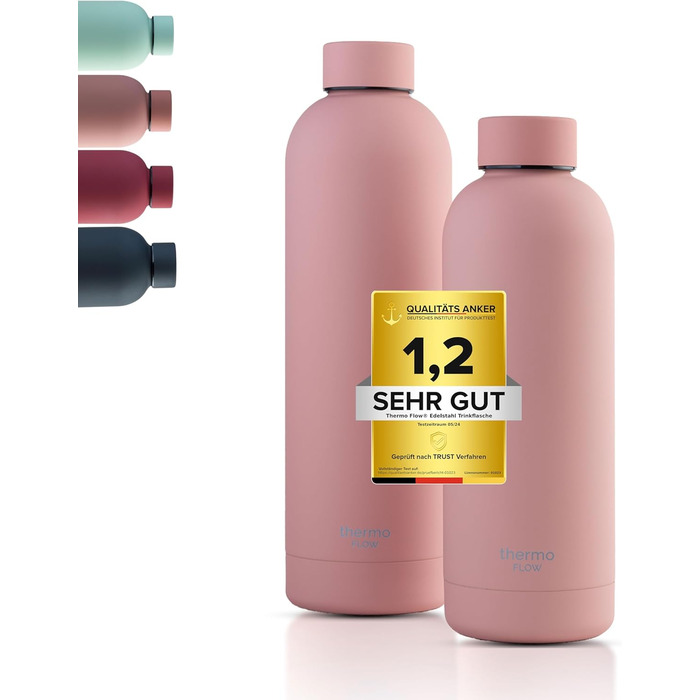 Термос-пляшка з нержавіючої сталі Thermo Flow 500 мл Blush Pink – ізольована, герметична, без BPA, для газованої води, дітей, школи та активного відпочинку
