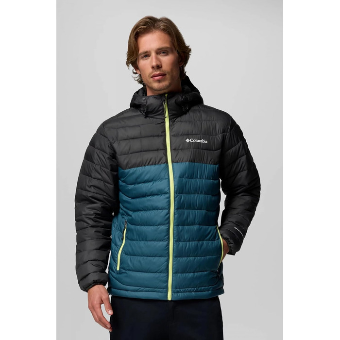 Чоловіча утеплена куртка з капюшоном Columbia Powder Lite (Everblue, Hai, XXL)