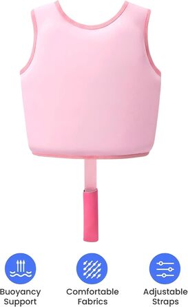 Спасальний жилет для плавання Gogokids 15-30 кг, для навчання плаванню, рожевий S (1-3 роки)
