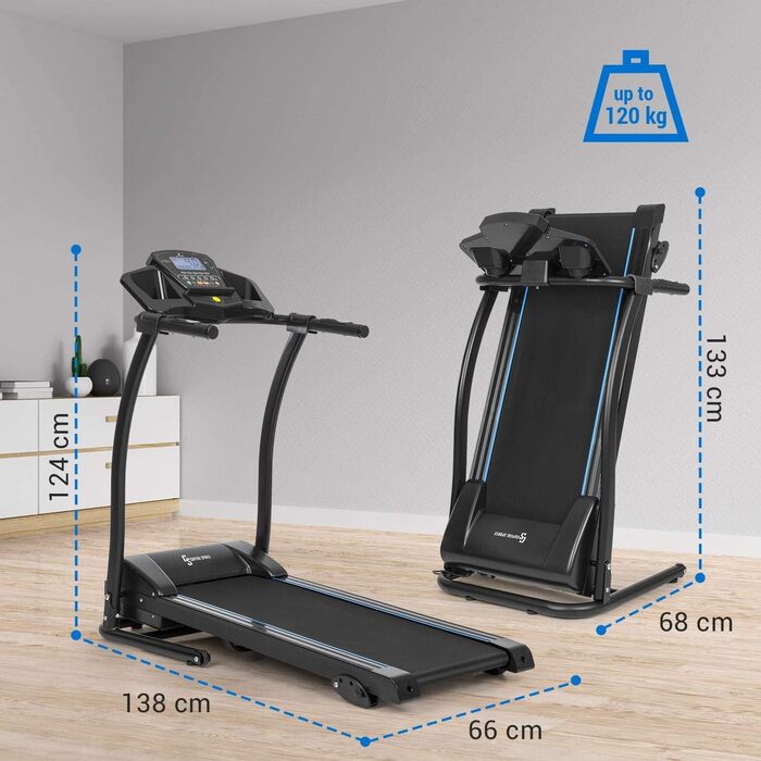Бігова доріжка Capital Sports Pacemaker F100, електрична, 2,0 к.с., 40x110 см, до 12 км/год, 3-рівнева система нахилу, тиха, з тримачем для планшета, чорна