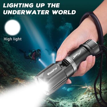 Ліхтар підводний LED WholeFire 6000 люменів, IPX8, 30м, XHP70, перезарядна фара для дайвінгу та глибоководних досліджень