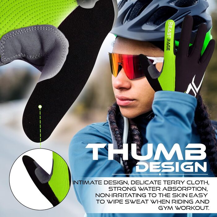 Велосипедні рукавички Beat Rage для чоловіків та жінок, повні пальці, гелеві, антиковзкі, амортизуючі, для важкої атлетики, фітнесу, MTB, (S, повний палець)