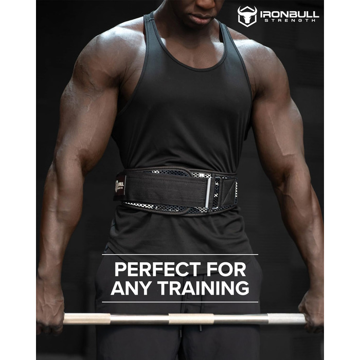 Пояс для важкої атлетики Iron Bull Strength – 15,2 см, автоблокування, підтримка спини, фітнес, крос-тренінг, пауерліфтинг (середній, камуфляжний білий)