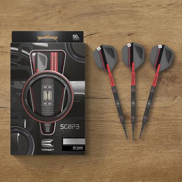 Набір електронних дартс Target Darts Scope Softdarts, 90% вольфрам, червоні та чорні дартси з Pixel-наконечниками, ваги 18/19/20/21 г