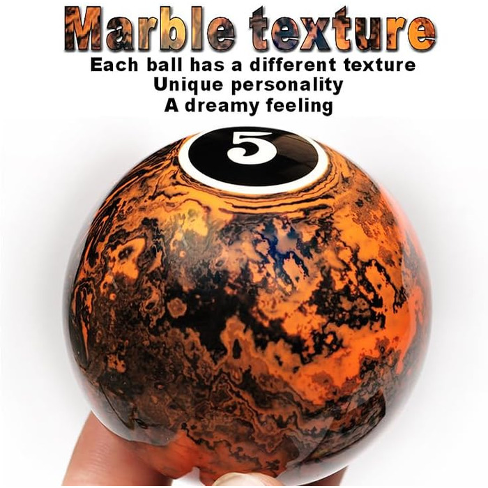 Набір для більярду преміум-класу, 16 куль, мармур-стиль, 5.4 см, чорний мармур