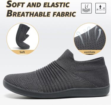 ELAPHURUS Легкі дихаючі кросівки для ходьби без шнурів (унісекс), зелені (45 EU, сірий)