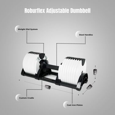 Регульована гантеля NUOBELL від ROBURFLEX для фітнесу, силових тренувань, домашнього спортзалу