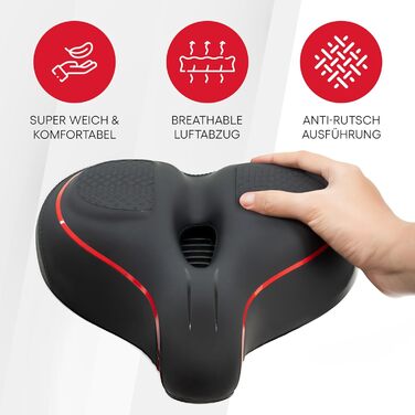 TrubliFit Широке велосипедне сідло для Peloton Bike та Bike+, м'яке ергономічне сидіння, універсальне для чоловіків і жінок, заміна сідла, аксесуар для велотренажера, чорний/червоний