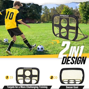 Дитячі футбольні ворота PodiuMax 2-в-1, розкладні, для гри в саду та в приміщенні, 120x80x80 см