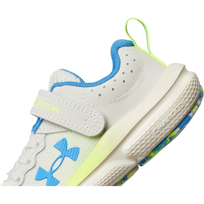 Дитячі кросівки Under Armour Assert 10 для хлопчиків, Pre School, чорно-білі, розмір 10.5 Toddler (110 Summit White High Vis Gelb Blau Atlantis)