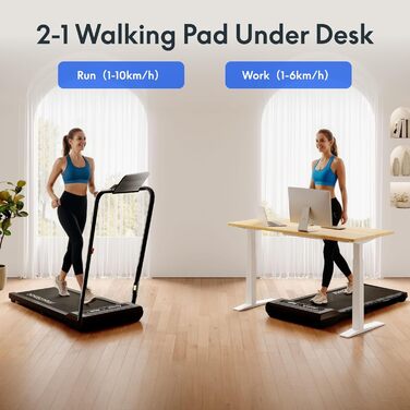Бігова доріжка FlexiSpot Walking Pad DynamicX PLUS для дому та офісу, чорна. Складана, з пультом, LED дисплеєм, 4-в-1