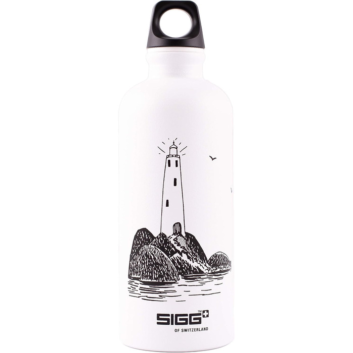 Дитяча алюмінієва пляшка SIGG Moomin Lighthouse 0,6 л, герметична, легка, без BPA, сертифікат кліматичної нейтральності, біла
