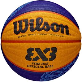 М'яч для баскетболу Wilson FIBA 3x3 Paris Retail 2024, WZ1011502XB, унісекс, жовто-синьо-чорний, розмір 6