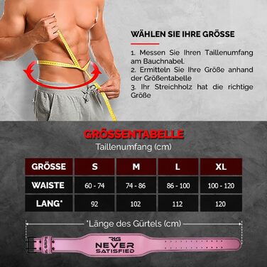 Пояс для важкої атлетики RL Grips Ledergürtel – підтримка попереку для силових тренувань, пауерліфтингу (унісекс), рожевий