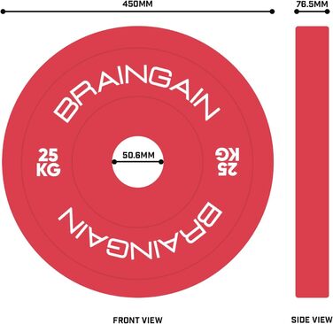Пара олімпійських бамперних дисків BRAINGAIN 2×20 кг, суцільна гума для силових тренувань та важкої атлетики