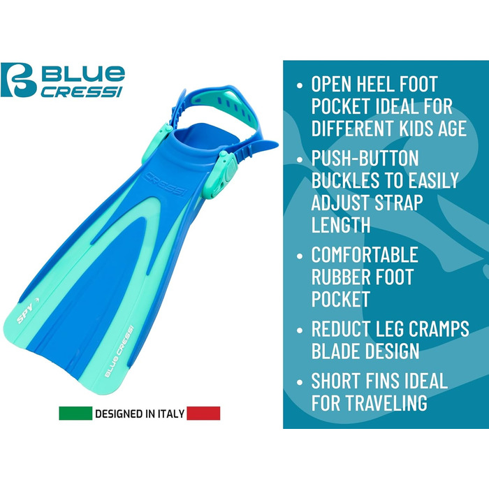 CRESSI Seashell Seekers: Дитячий набір для снорклінгу (маска, трубка, короткі ласти) S/M (2-7 років) Blau/Wassergrün