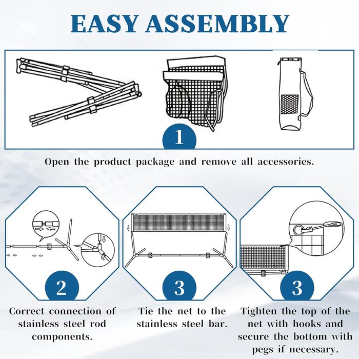 М'ячна сітка для тенісу 3 м для заднього двору, складана тренувальна сітка для під'їзду, легка, портативна, для дітей, простий монтаж з сумкою, для використання в приміщенні та на вулиці