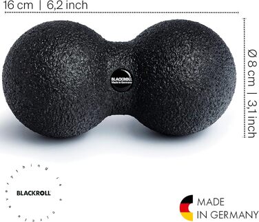 BLACKROLL DUOBALL 08 см — масажний м'яч для фасцій, чорний, оригінал, для самомасажу, 8 см