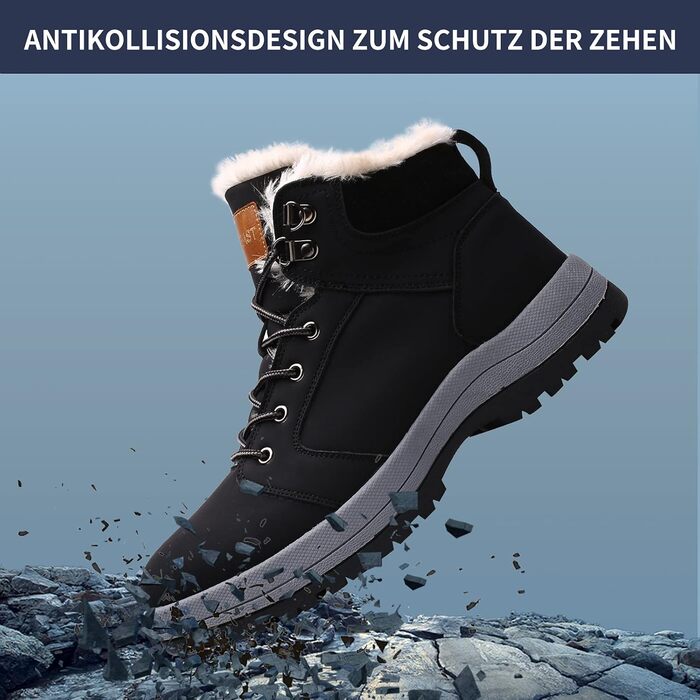 Зимові чоботи Visionreast: водонепроникні трекінгові чоботи для жінок та чоловіків, чорні, 43 EU