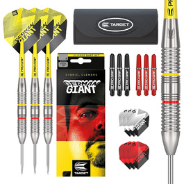 Дротики Target Darts Gabriel Clemens 22 г латунні, стілдарти, набір із аксесуарами, сріблясто-жовті