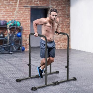 SELEWARE Dip-Bar Solide: Регульована турнік для дому, фітнес, калістеніка, силові тренування. Чорний турнік для віджимань та зворотних віджимань (1 шт.)