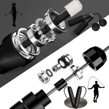 Скакалка Enouke (2 шт.): для кардіотренувань, дорослих та дітей, чорного кольору