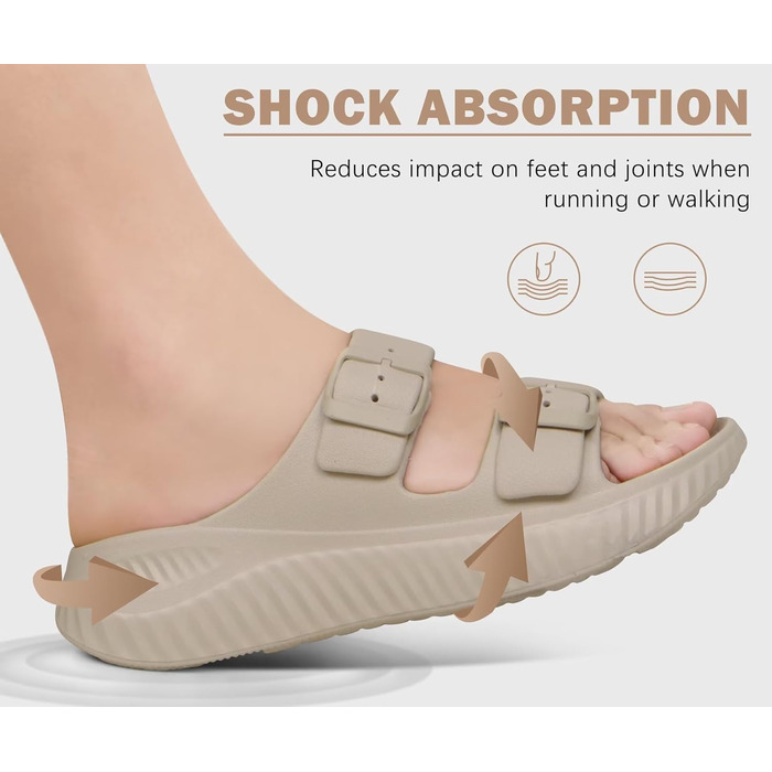 Жіночі сандалії KuaiLu для відновлення, спортивні слайдери з підтримкою склепіння стопи, ортопедичні, для фасціїту п'яткової кістки, товсті літні сандалії (бежеві, 38 EU)