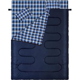 Спальний мішок Outdoor Sportneer для 2 осіб, 3 сезони, 220x150 см, 2.75 кг з подушками, дорослий, блакитний