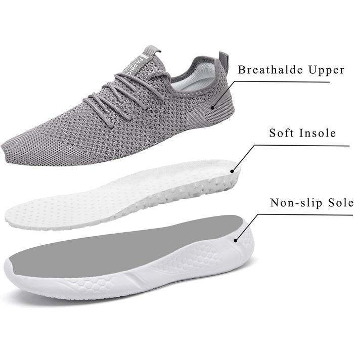 Чоловічі кросівки для бігу та занять спортом, повсякденне носіння, легкі, дихаючі (48 EU, світло-сірий)
