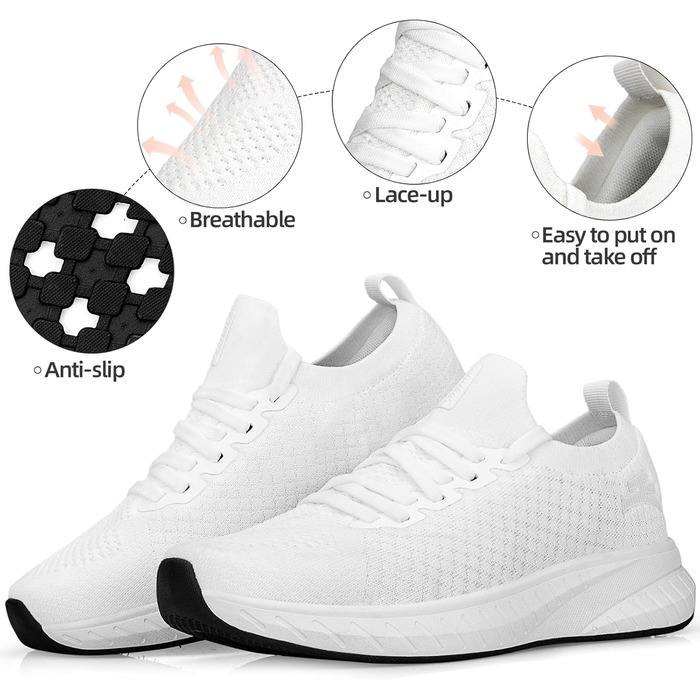 Жіночі спортивні кросівки для бігу та повсякденного носіння, білі, 42 EU