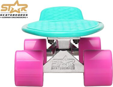 Скейтборд BIKESTAR Vintage Retro Cruiser 60 мм для дітей та дорослих, зелено-чорний, для початківців від 6 років