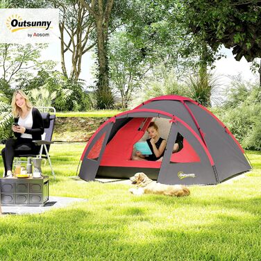 Намет Outsunny для кемпінгу 2-місний, водонепроникний UV 50+, з ґрунтовою плівкою, для подорожей, трекінгу та саду
