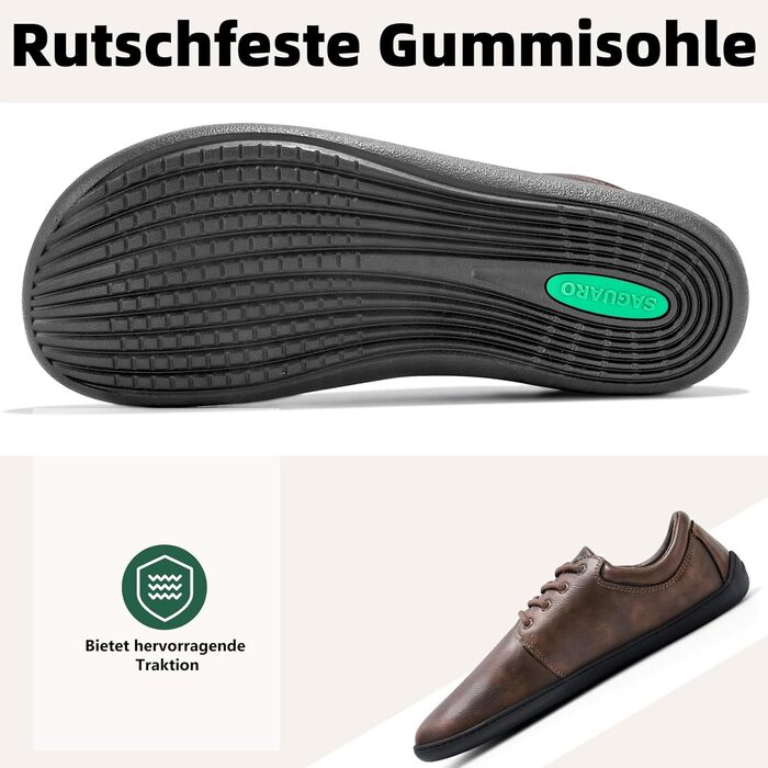 Чоловічі тапочки-мінімалісти SAGUARO Noble II: легкі, з широкою передньою частиною та антиковзкою підошвою, розмір 36-48 (колір: коричневий)