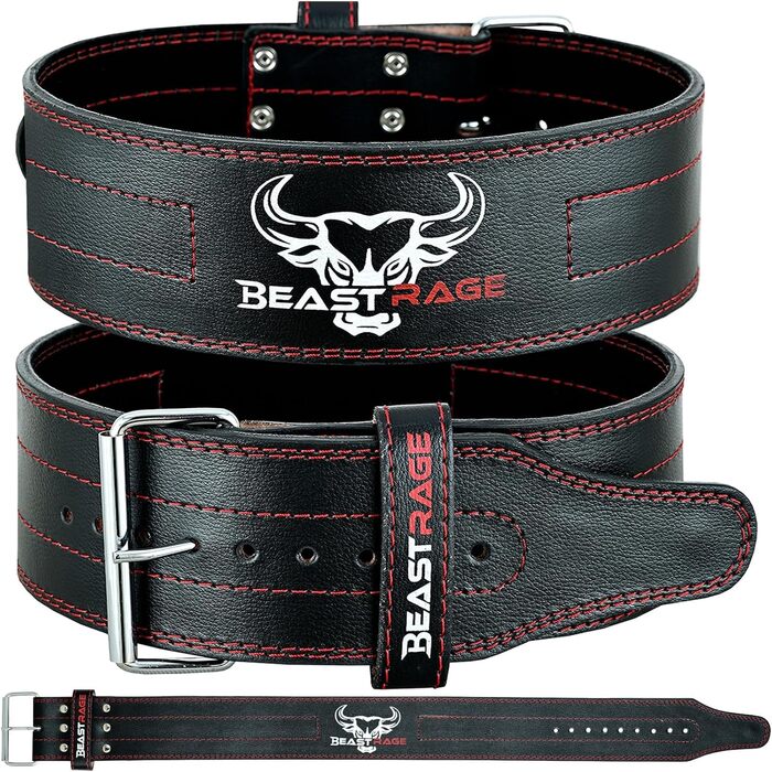 Пояс для пауерліфтингу BEAST RAGE, 5 мм, шкіряний, для чоловіків і жінок, 10,2 см, для присідань, тяги, силових тренувань