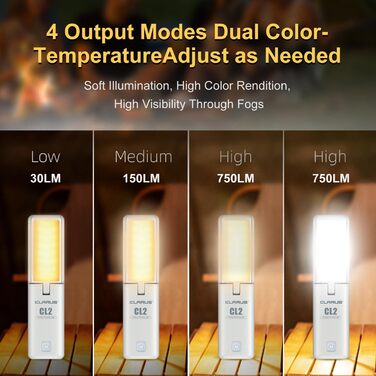 KLARUS CL2 Багатофункціональний кемпінговий ліхтар, 10000 mAh, 750 люмен, 8 режимів, IPX5, для кемпінгу, риболовлі, туризму