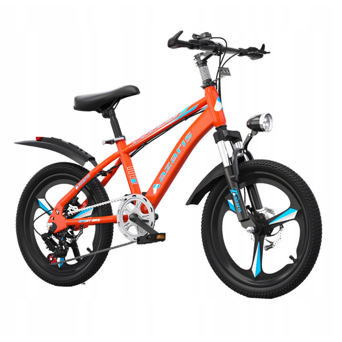 Дитячий велосипед 16 дюймів з дисковими гальмами, допоміжними колесами, амортизатором, захисним кожухом та LED-ліхтариком