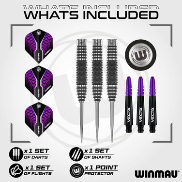 Дартс набір WINMAU Kairos 90% вольфрам, стальні наконечники, професійний, 3 типи, ваги 21г, 23г, 24г, 26г