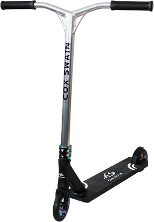 Трюковий самокат Cox Swain V-120 з колесами 120 мм, підшипники ABEC9, чорний/райдужний, нова топ-модель
