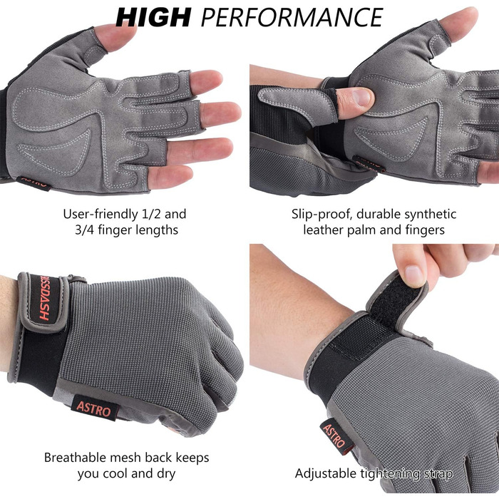 Рукавички для велосипеда Badah Atro: тренувальні, для риболовлі, катання на мотоциклі, альпінізму та фітнесу (Сірий, S)