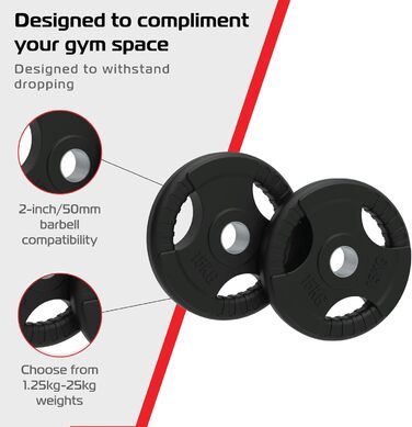 Олімпійські диски Body Revolution з гумованого чавуну Tri-Grip, 1,25–25 кг
