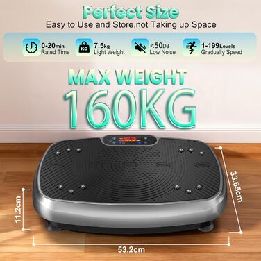 Віброплатформа для дому з подвійним мотором, 160 кг, для схуднення, тренування всього тіла та нарощування м'язів (Сірий)