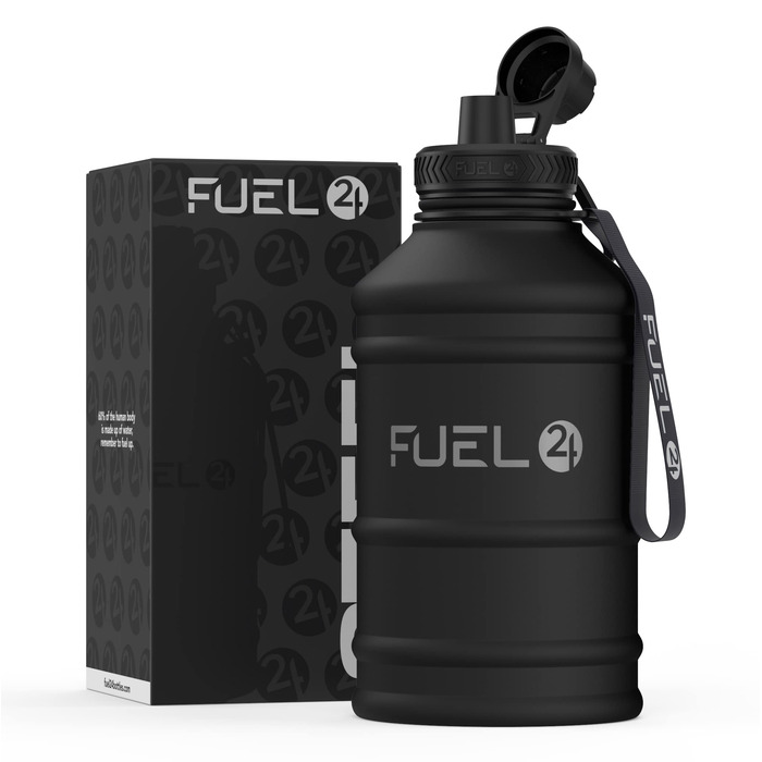 Металева пляшка для води Extra Stark 1.3L та 2.2L (2200 мл) - Без витоку, BPA-Free, для спорту та фітнесу, чорна