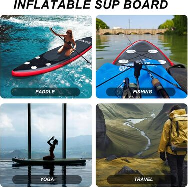 Надувний SUP борд для 2+1 людини/сім'ї Stand Up Paddling Board SUP06RK Black Red - до 150 кг, з веслом та плавниками